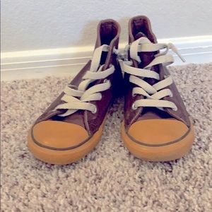 Leather converse high tops